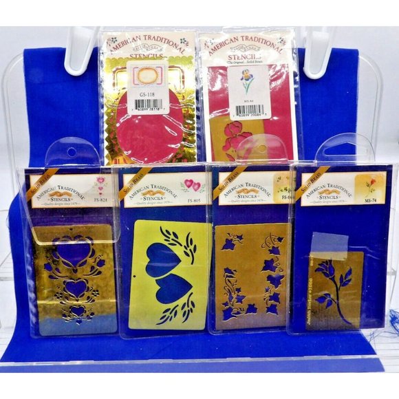 American Traditional Brass Embossing Stencils Set of 6Texture Cardmaking - Picture 1 of 7